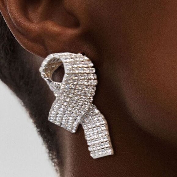 NWT pave CZ ribbon post style earrings by LuLuLaLa - Picture 2 of 8